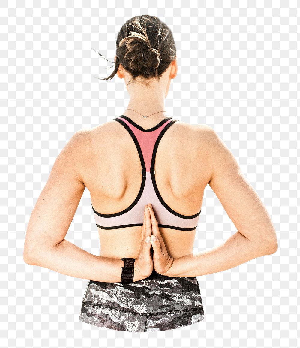 Png fitness woman stretching, isolated image, transparent background