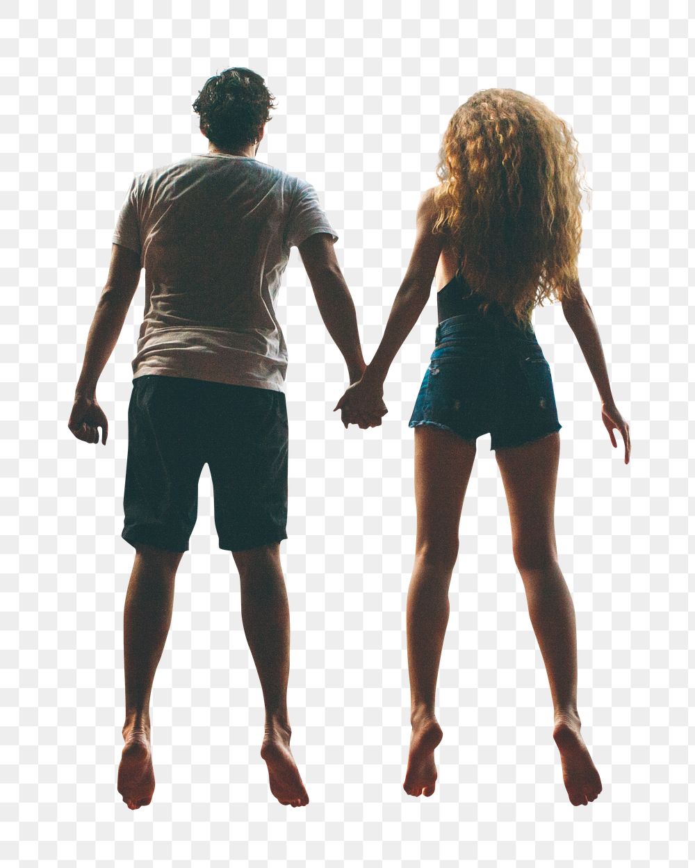 Adventure jumping couple png, transparent background