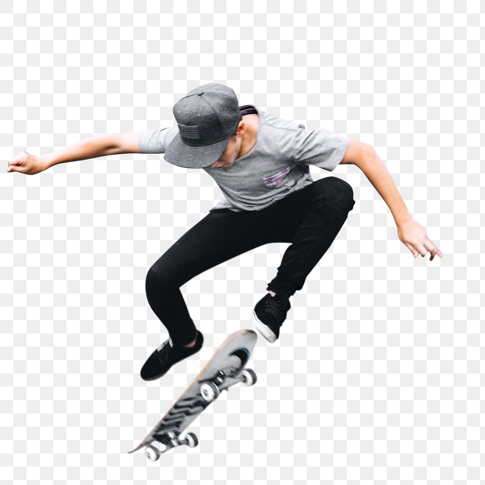 Street boy skateboarding png, transparent background