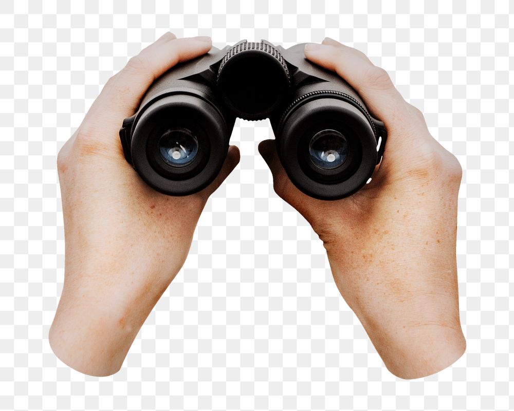 PNG Binoculars, woman holding object transparent background