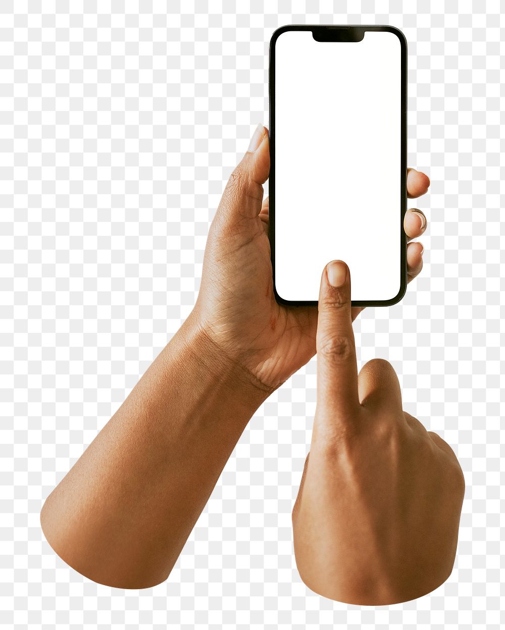PNG Hand holding smartphone transparent background