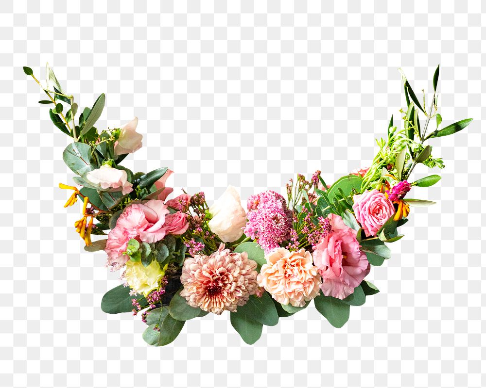 Flower wreath png collage element, transparent background