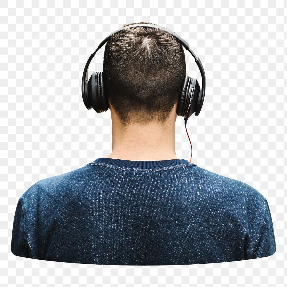 Png man wearing headphones element, transparent background