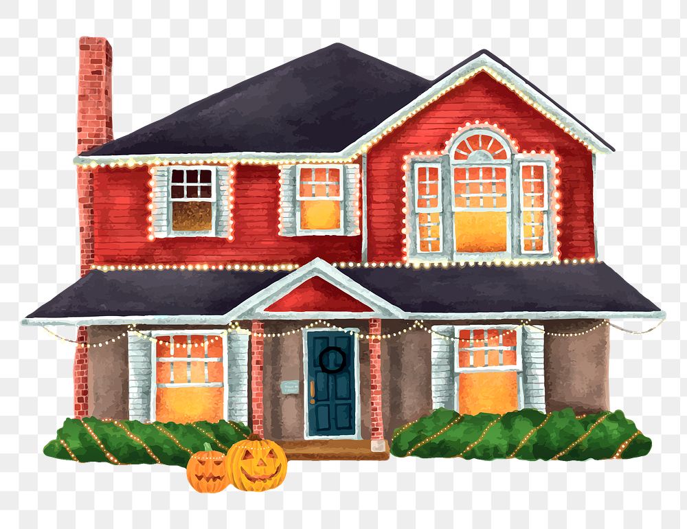 Halloween house png collage element, transparent background