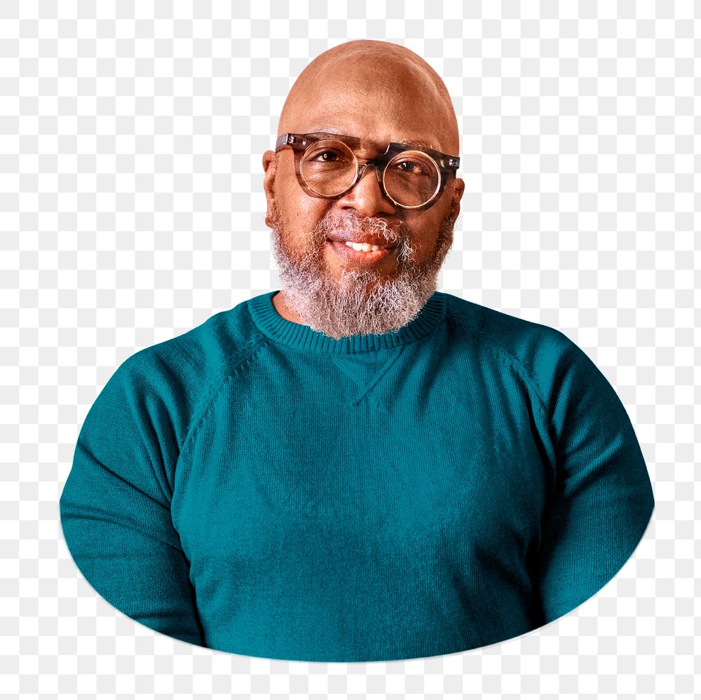 PNG African American man collage element, transparent background