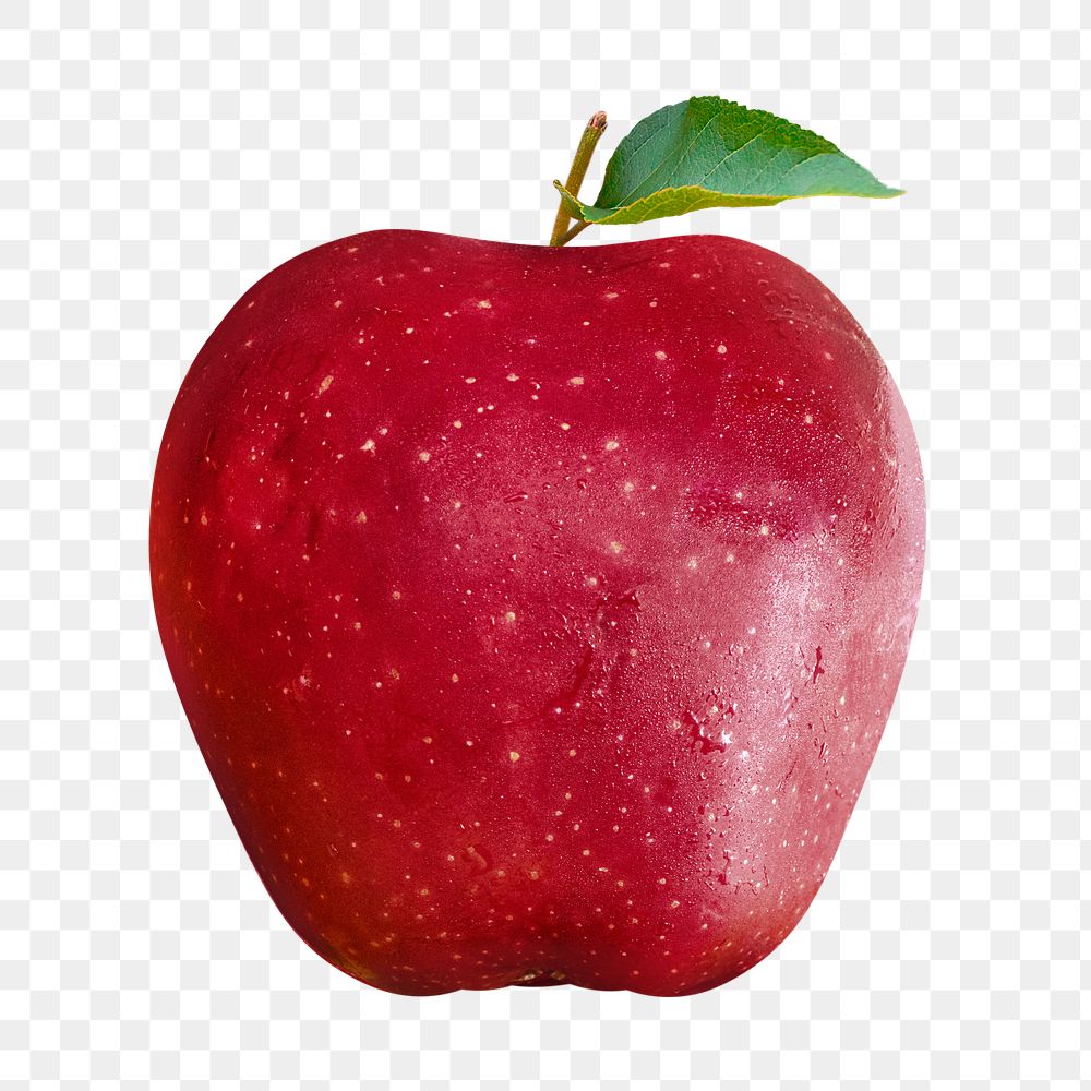 Png red apple element, transparent background