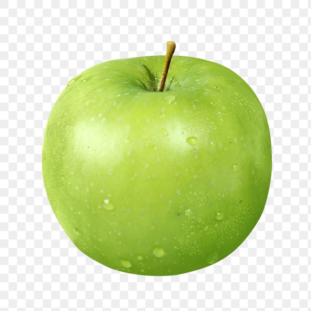 Png green apple element, transparent background