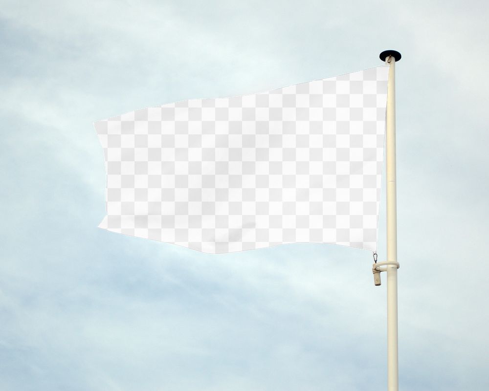 Waving flag png mockup, transparent design