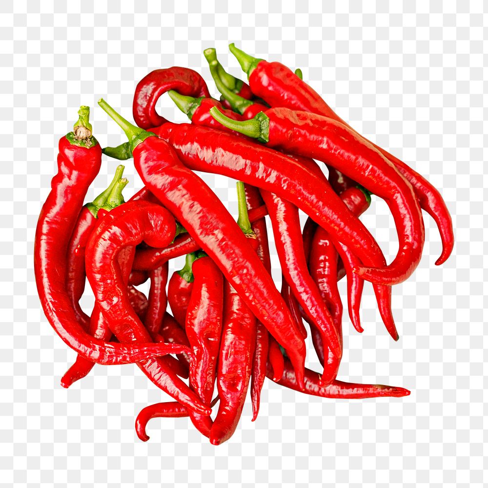 Red chillis png collage element, transparent background