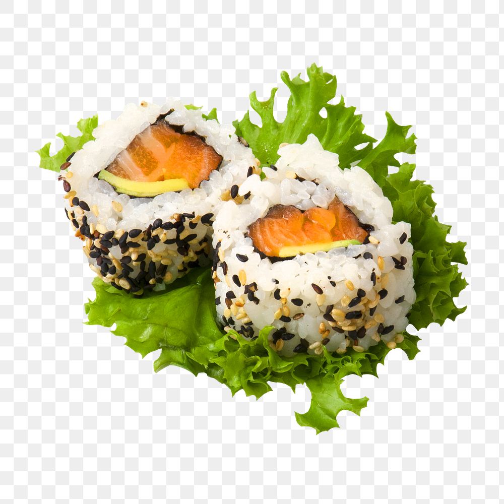 Sushi fish rolls png collage element, transparent background