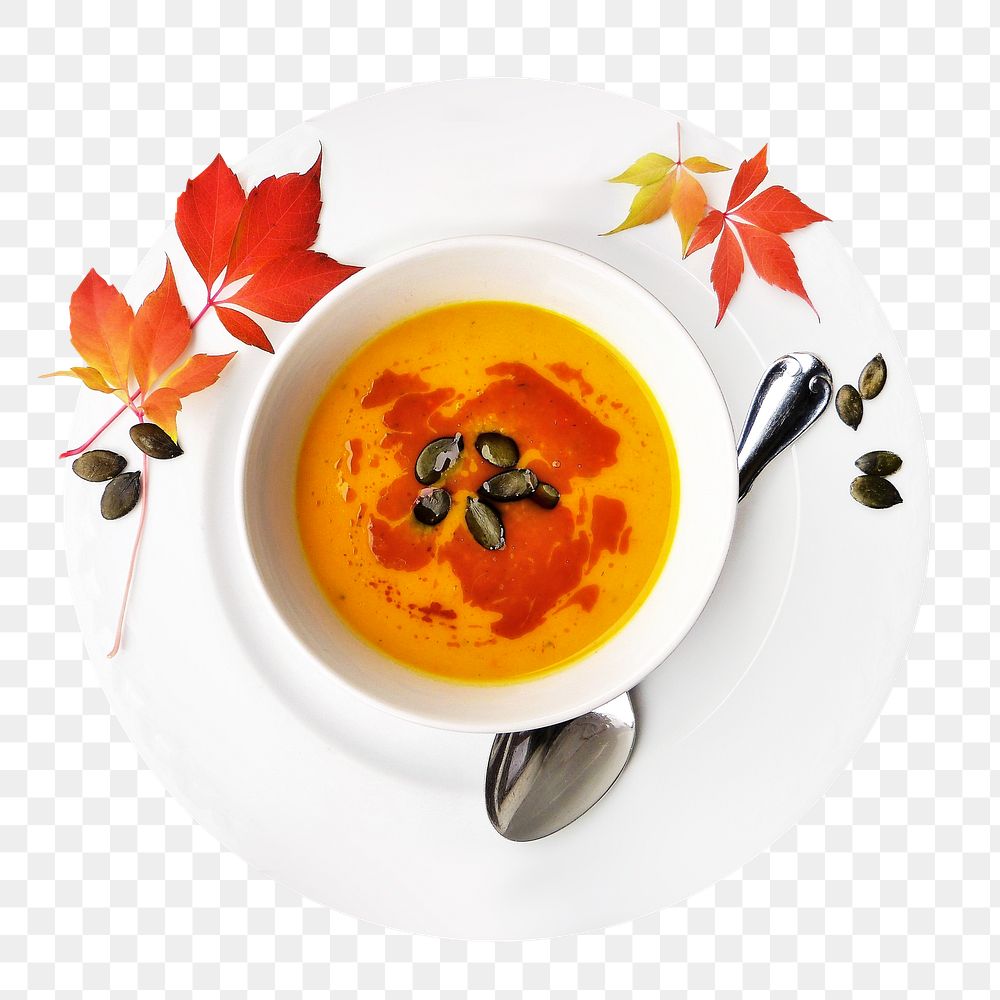 Pumpkin soup png collage element, transparent background