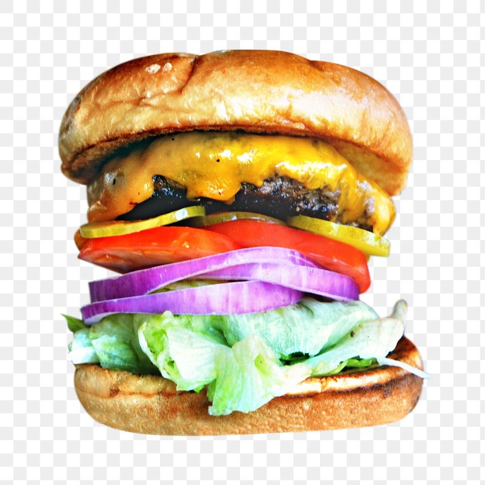PNG fast food burger, collage element, transparent background