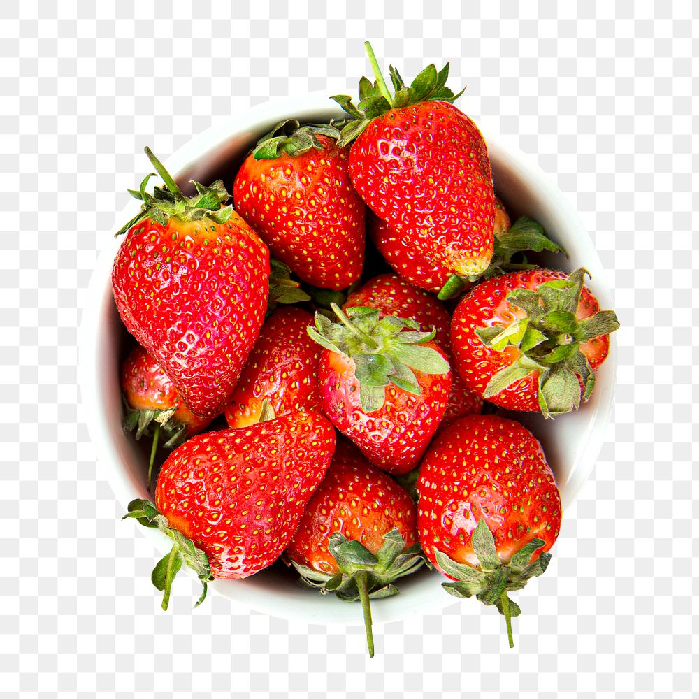 Strawberry bowl png collage element, transparent background