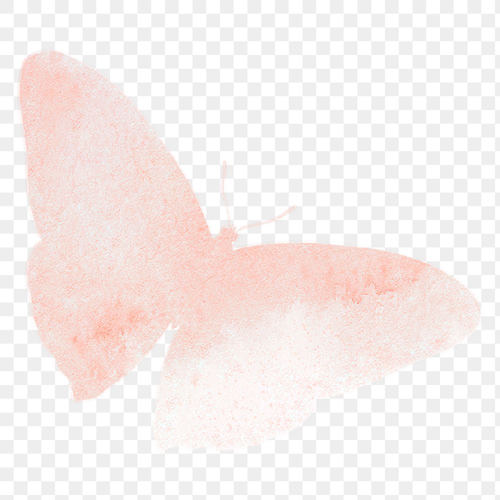 Png pink butterfly watercolor illustration on transparent background