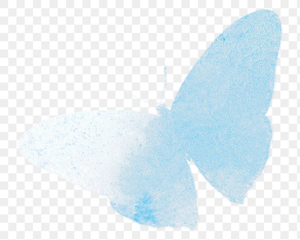Png blue butterfly watercolor illustration on transparent background