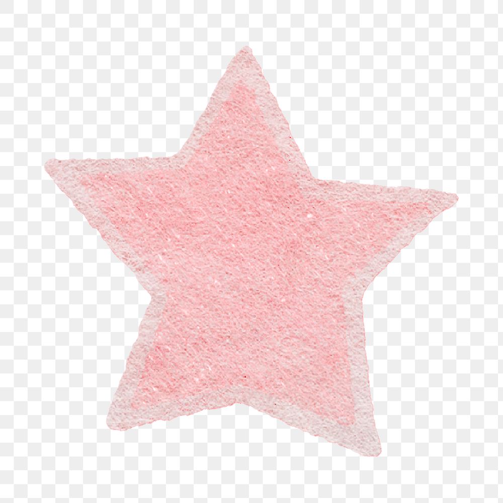 Pink star png, collage element, transparent background