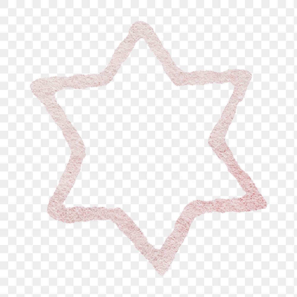 Pink star png, collage element, transparent background