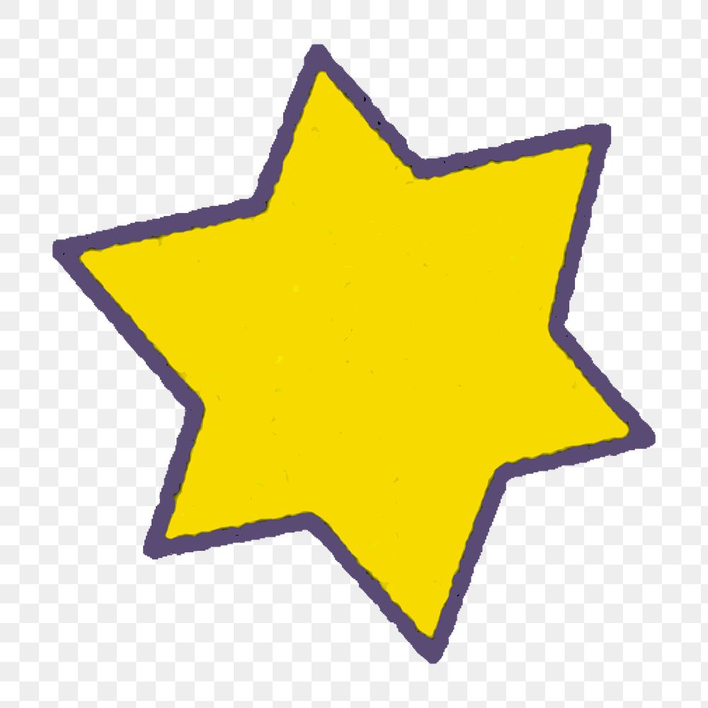 Yellow star png, collage element, transparent background