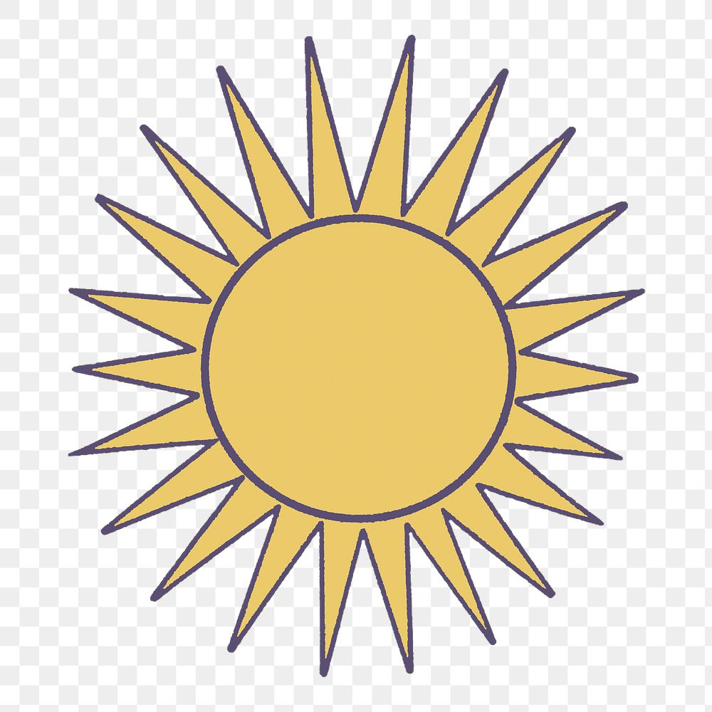 Yellow sun png, collage element, transparent background