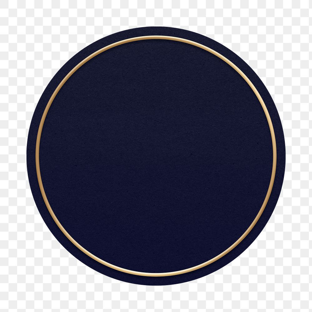 Gold badge png, navy design, transparent background
