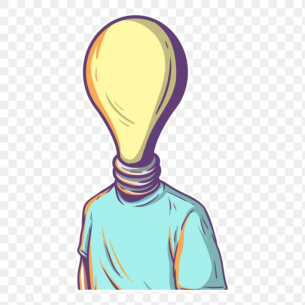 PNG bulb head illustration, man & creativity transparent background