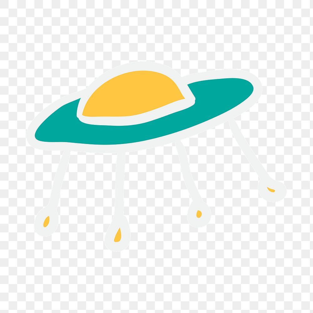 PNG cute UFO, gradient doodle transparent background