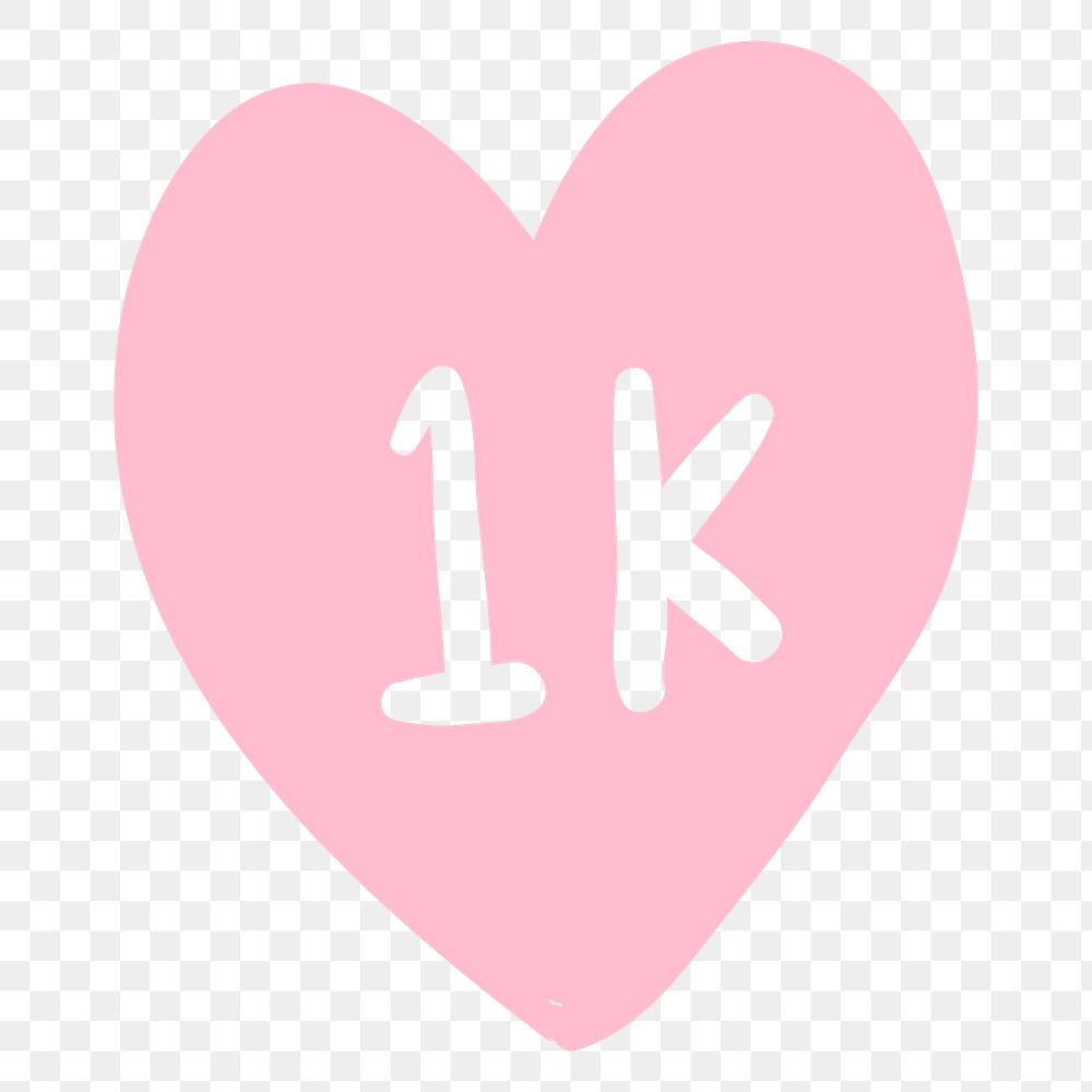 PNG pink heart, engagement & followers transparent background