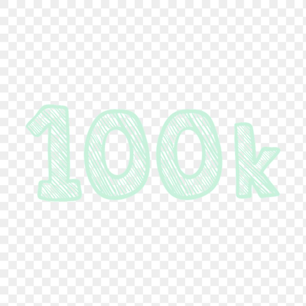 PNG 100k word, cute engagement numbers, transparent background