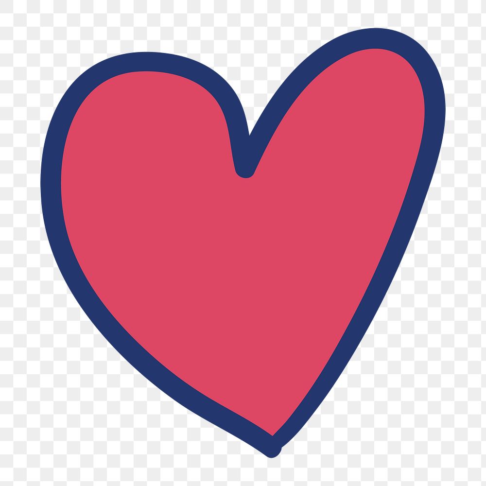 PNG red heart, doodle love transparent background