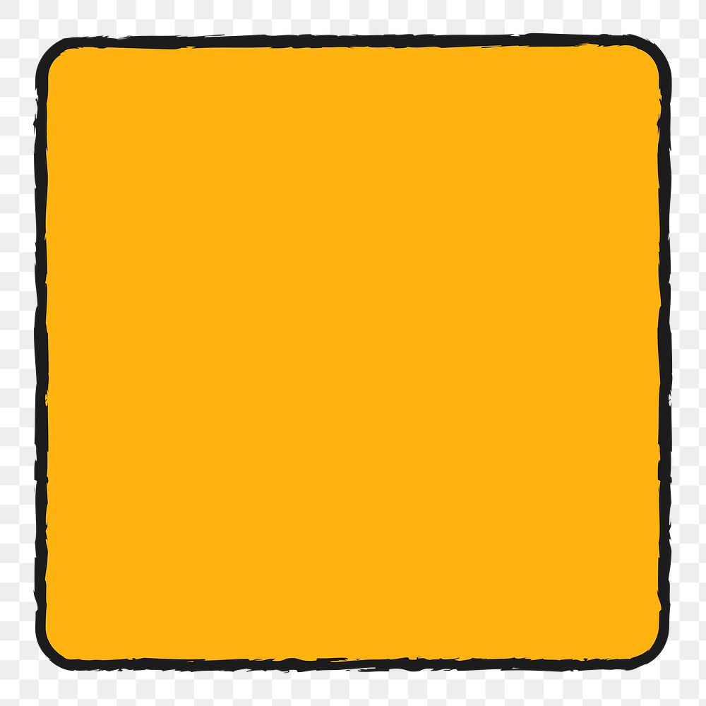 PNG simple orange squared badge, transparent background