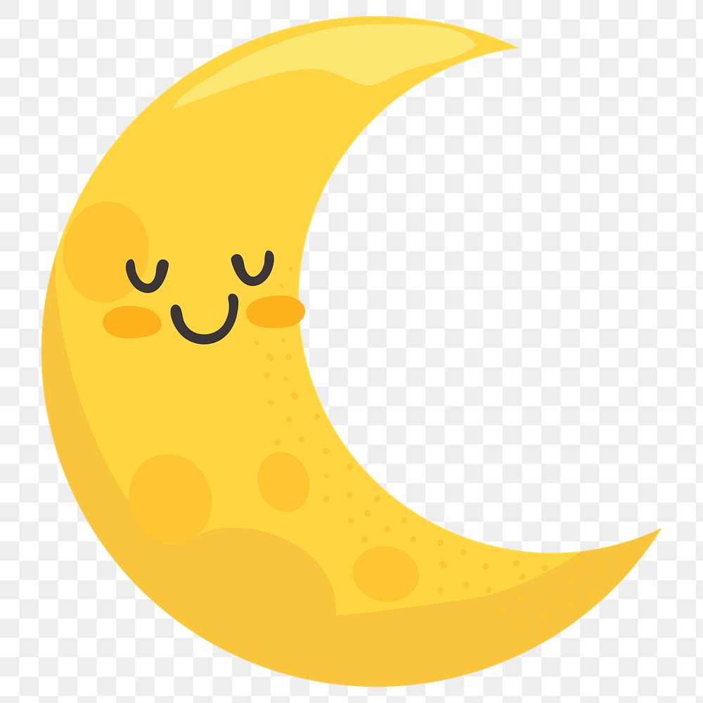 PNG yellow crescent moon  illustration transparent background