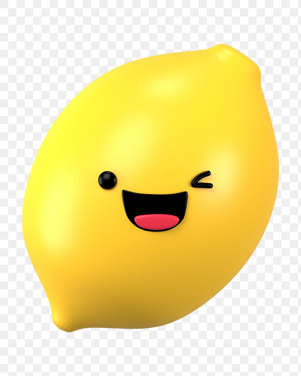 3D lemon png winking face emoticon, transparent background