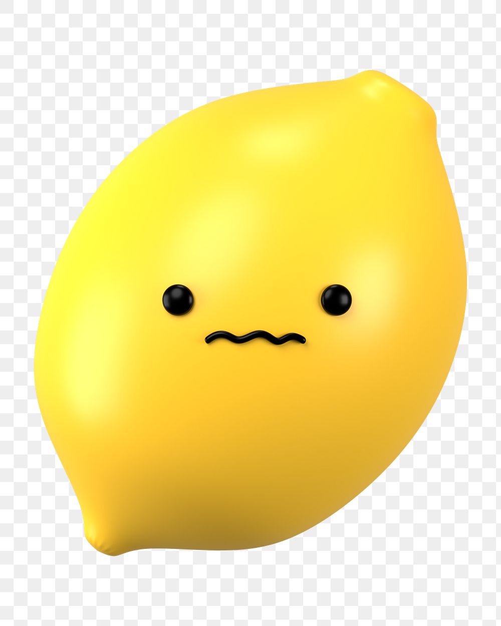 3D lemon png scared face emoticon, transparent background