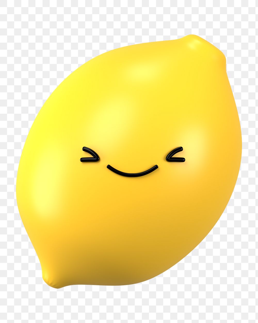 3D lemon png happy face emoticon, transparent background