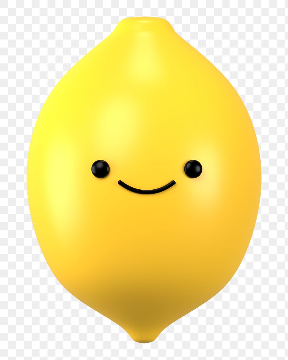 3D lemon png smiling face emoticon, transparent background