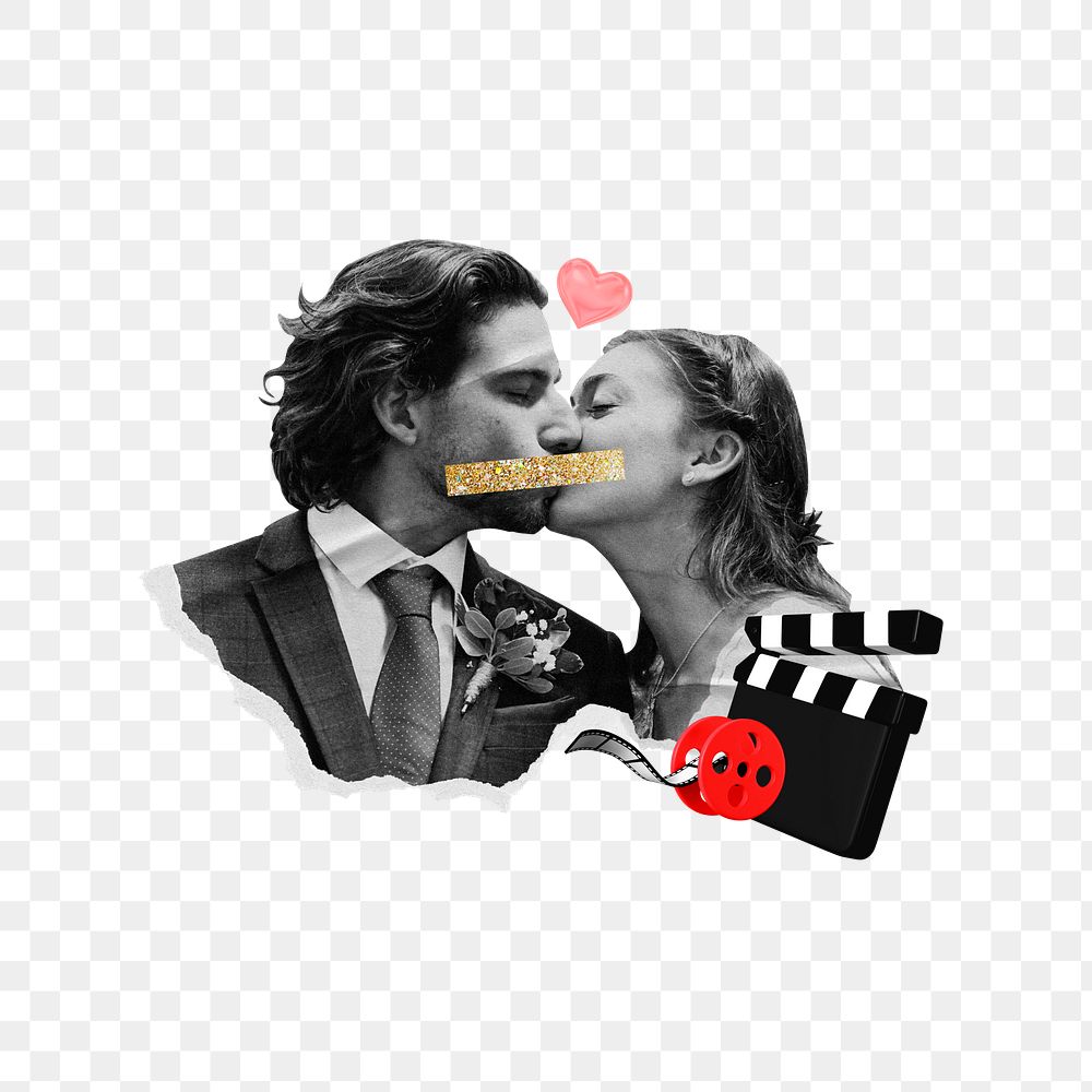 Png romance movie entertainment collage, transparent background