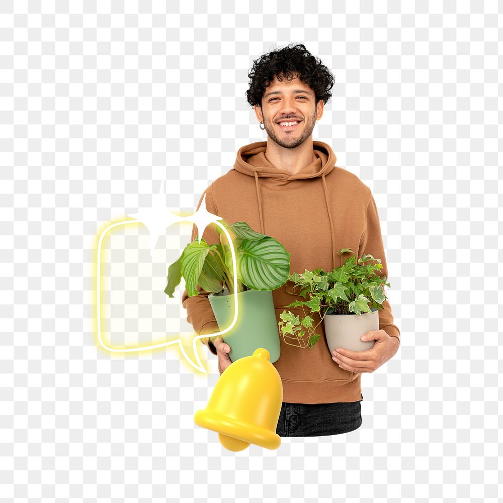 Png online plant business collage, transparent background