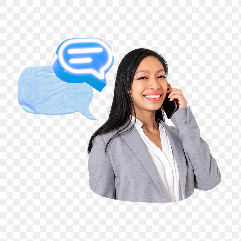 Png business digital communication collage, transparent background