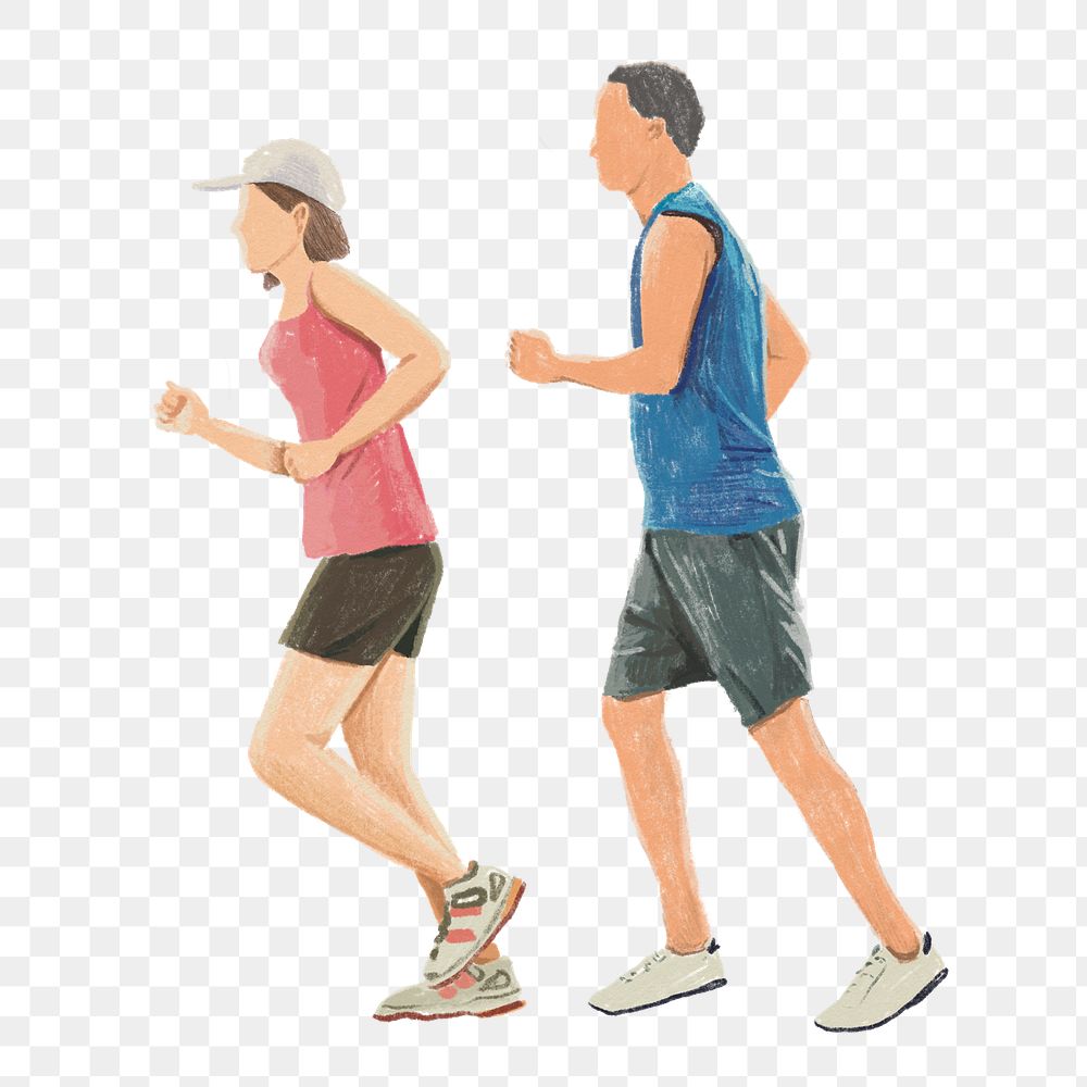 Png people jogging illustration, transparent background