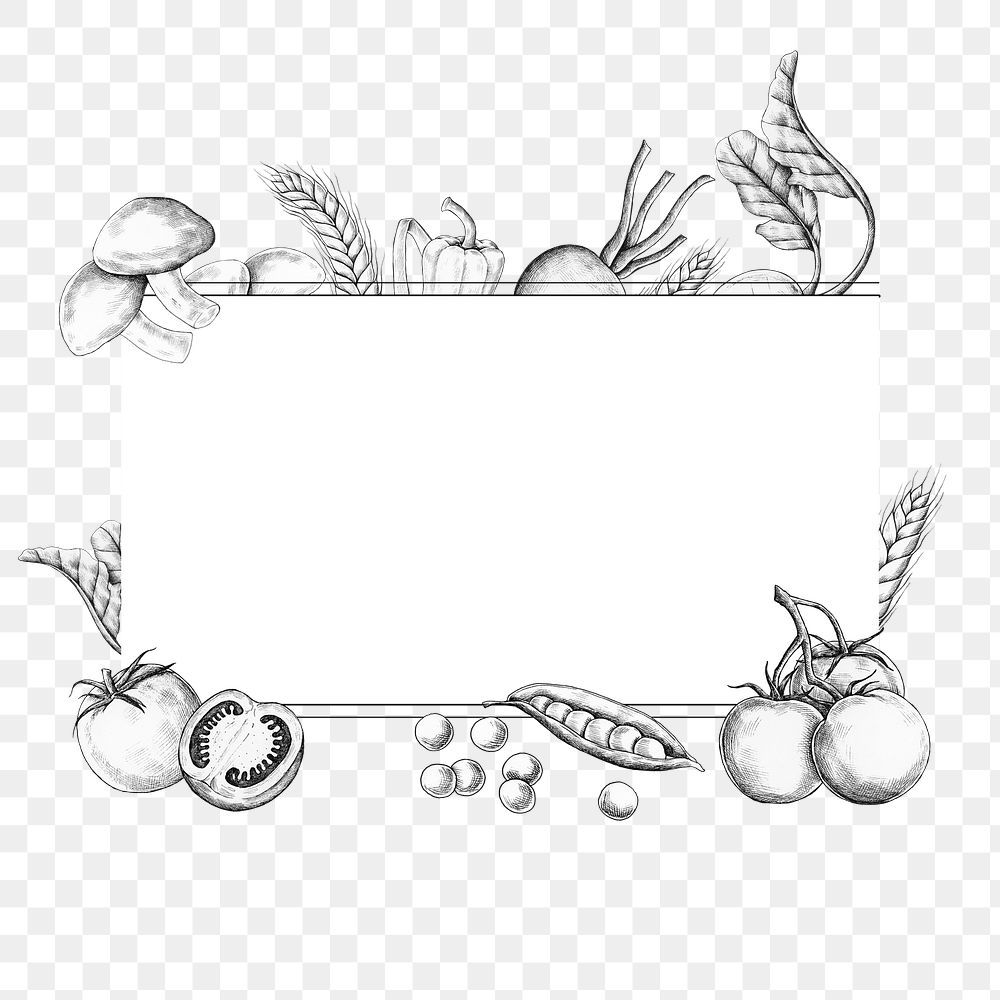 Png vegetable frame illustration, transparent background