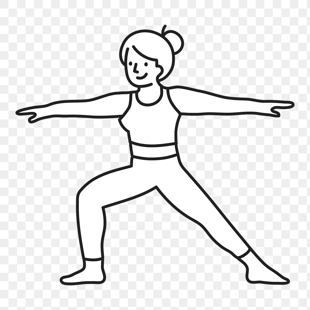 Doodle woman yoga png illustration, transparent background