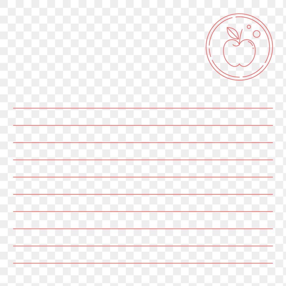 PNG Pink apple lined paper, diet log, transparent background