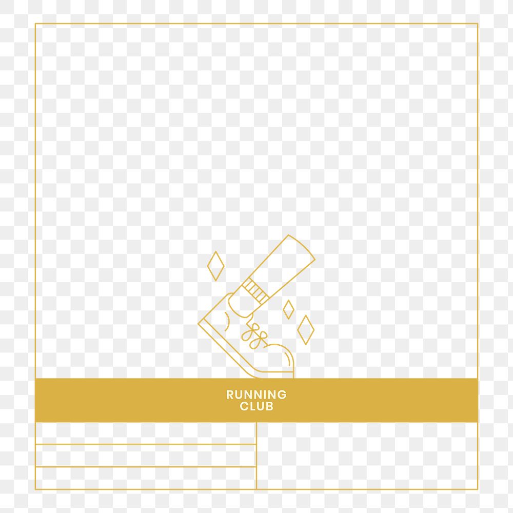 PNG Running club activity log table, gold line art design, transparent background