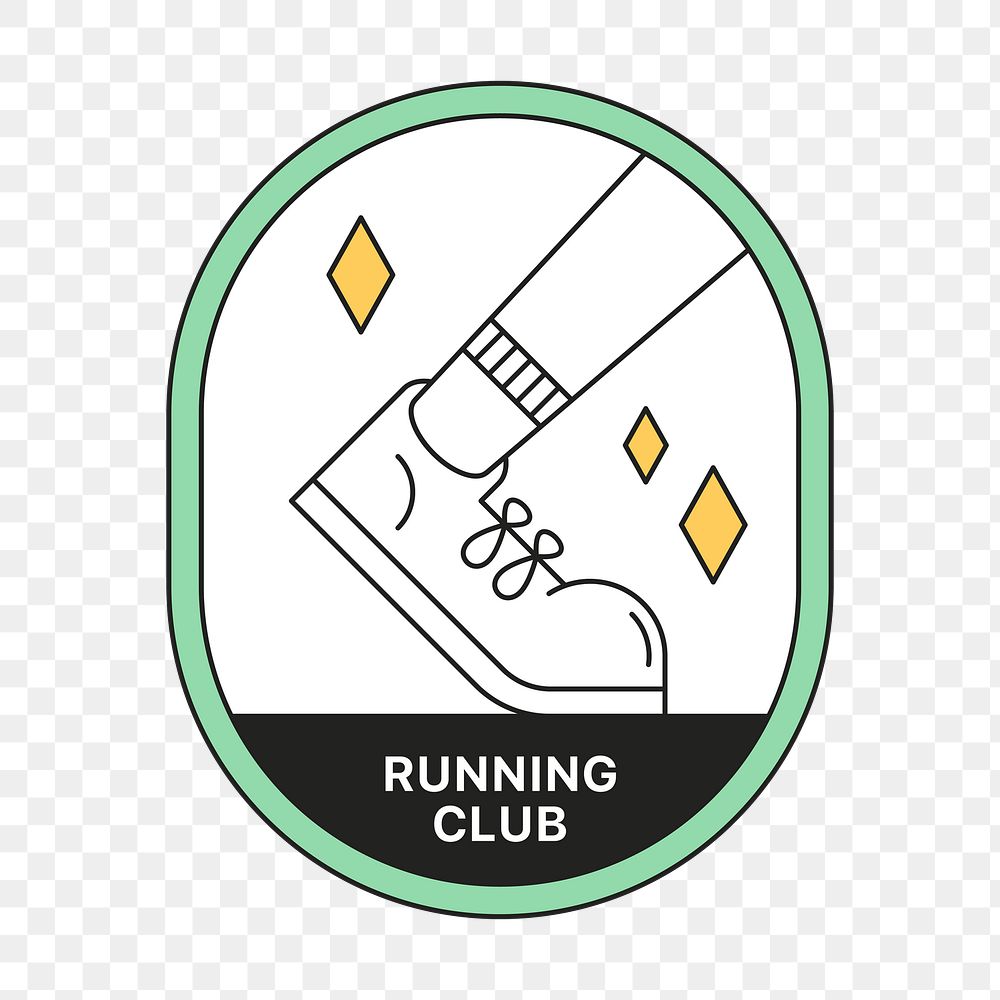 PNG Running club logo badge, line art design, transparent background