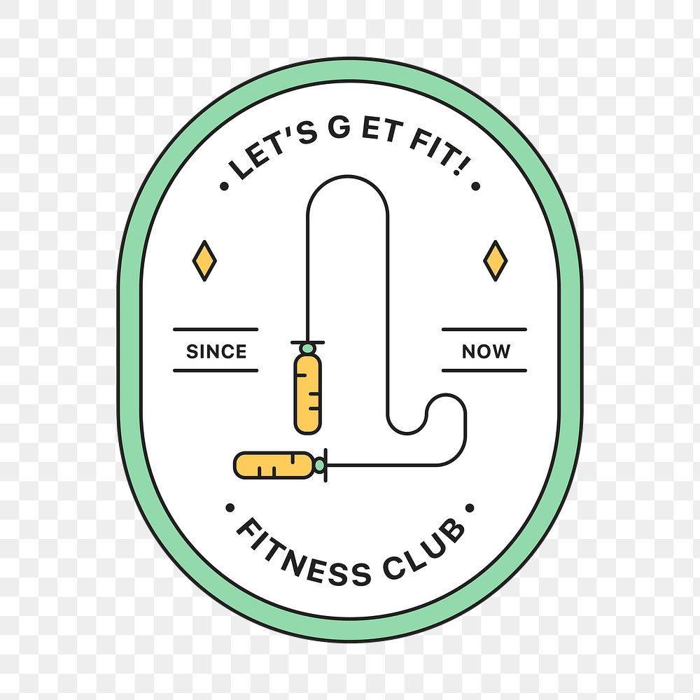PNG Fitness club logo badge, line art design, transparent background