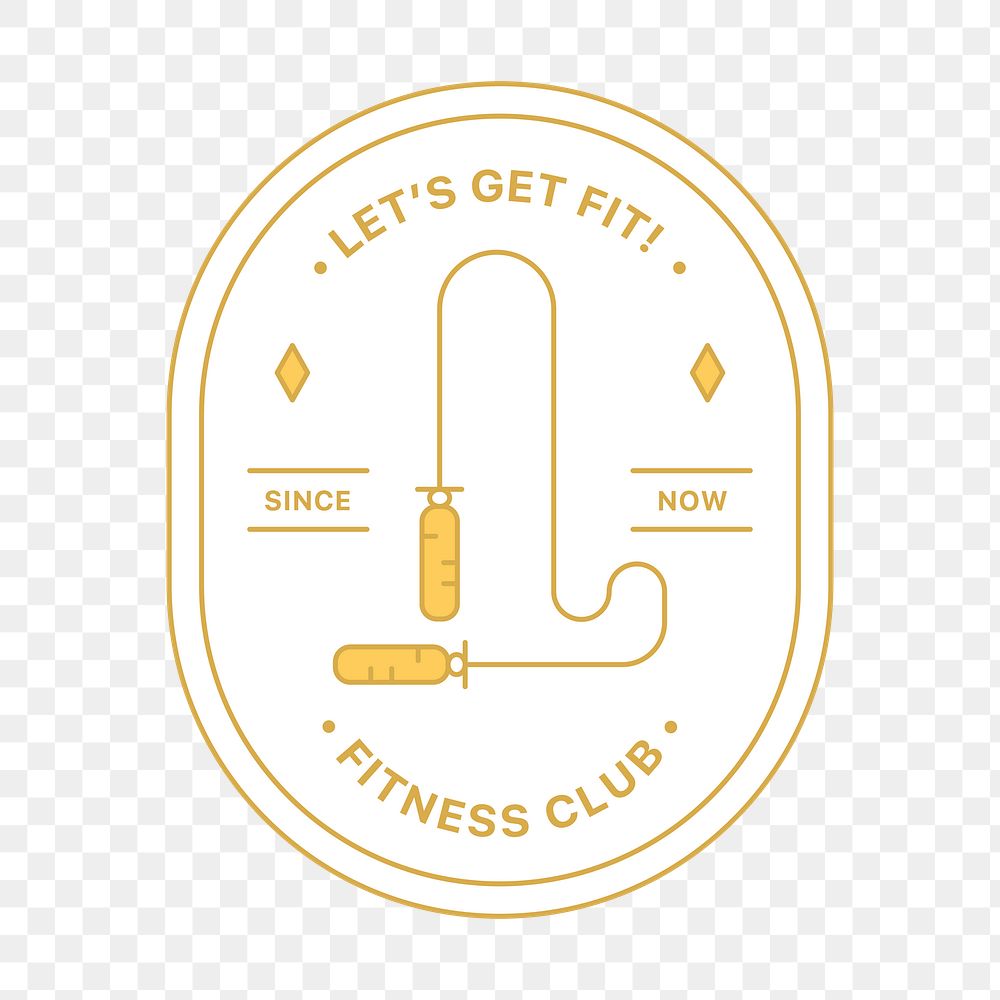 PNG Fitness club  logo badge, line art design, transparent background