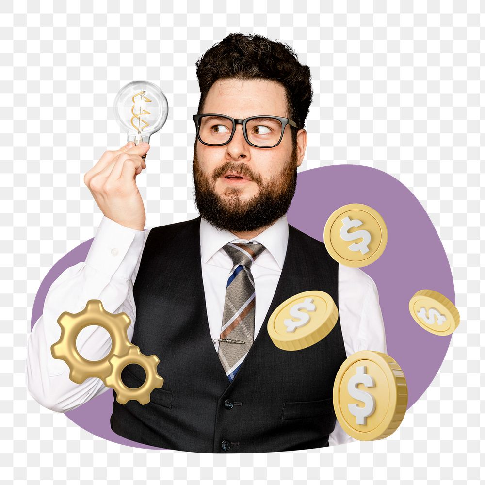 Png finance, human 3D remix, transparent background