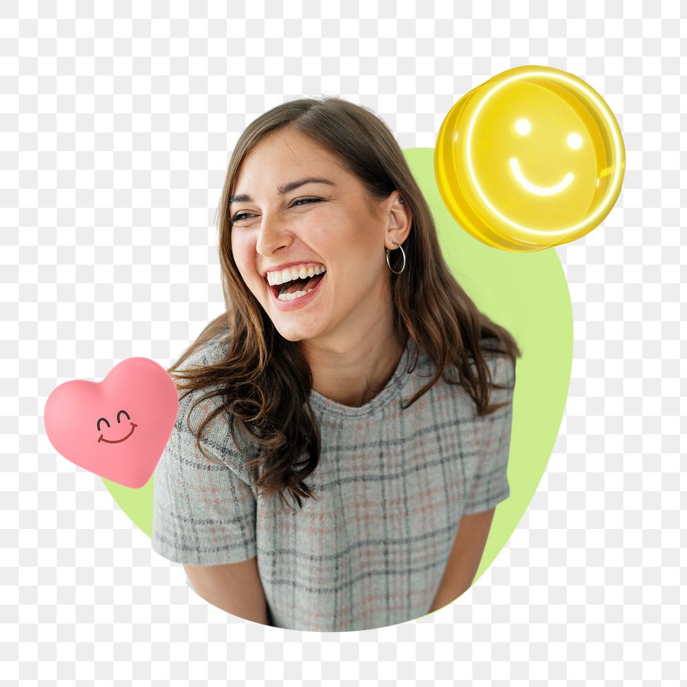 Png happy woman, 3D remix, transparent background