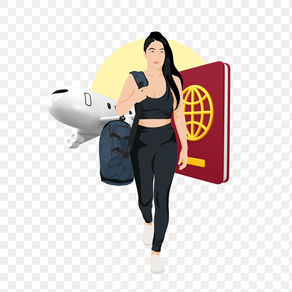 Traveling abroad png sticker, vector illustration transparent background