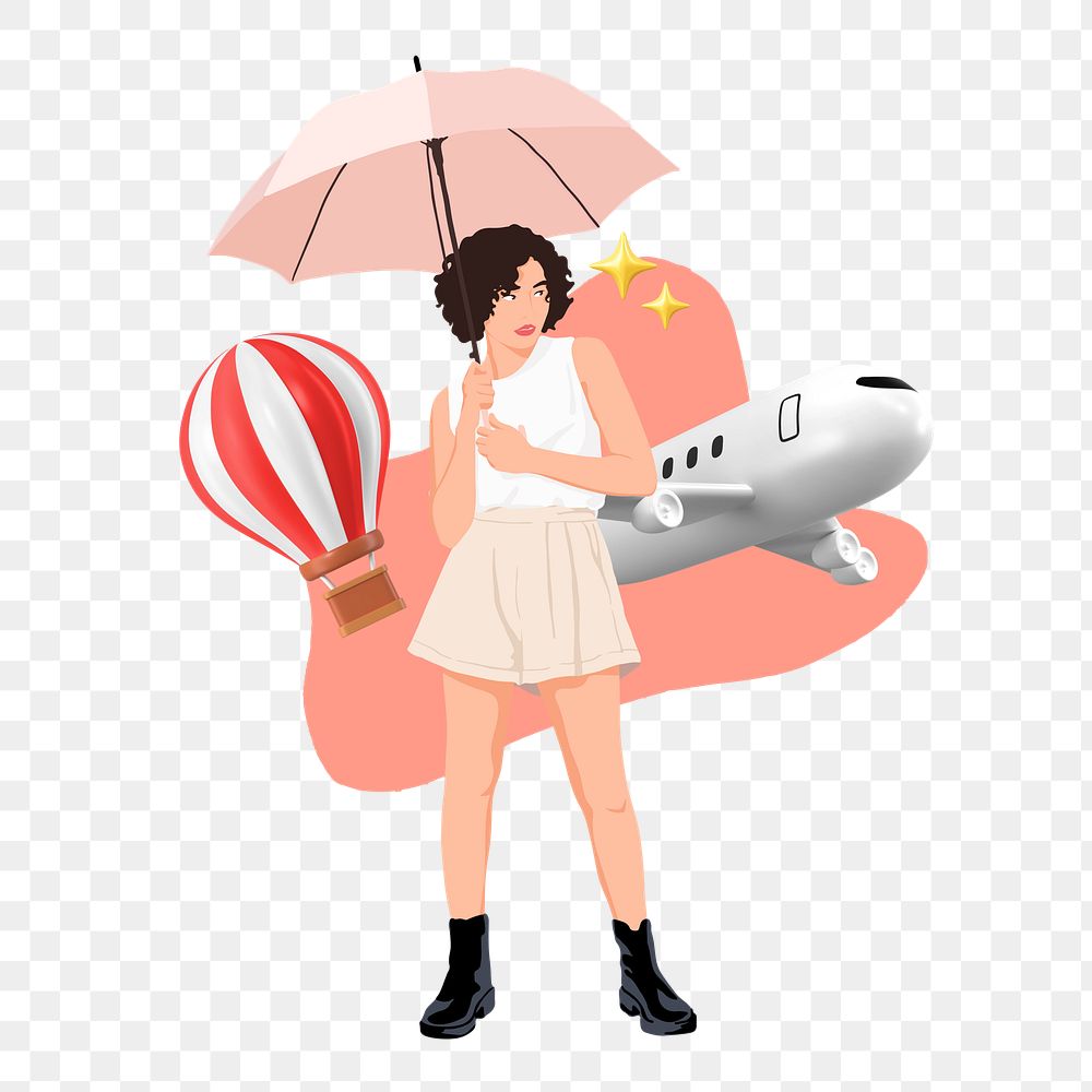 Solo traveler png sticker, vector illustration transparent background